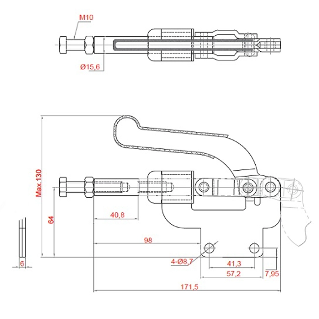 Vendita online Bloccaggio a spinta pistone 40,9 mm. 370 Kg.